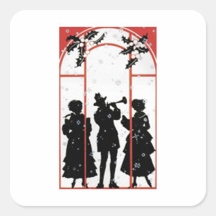 Sticker Carré Illustration de la silhouette des chanteurs de Noë