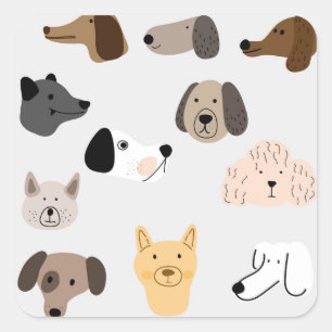 Sticker Carré Illustration de Motif de chien adorable