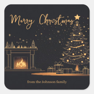 Sticker Carré Illustration de Noël minimaliste élégante