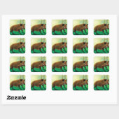 Sticker Carré Illustration de sanglier (Feuille)