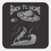 Sticker Carré Illustration de surf pour alien avec retour à la m (Devant)
