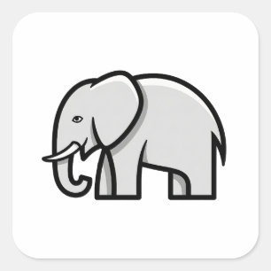 Sticker Carré Illustration d'éléphant minimal équilibré