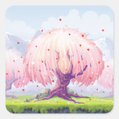 Sticker Carré Illustration des arbres roses (Devant)