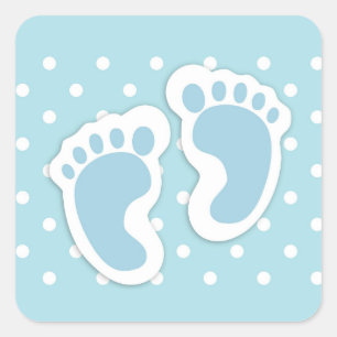 Sticker Carré Illustration des pieds du bébé bleu mignon