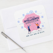Sticker Carré Illustration du cerveau rose Intelligence artifici