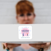 Sticker Carré Illustration du cerveau rose Intelligence artifici