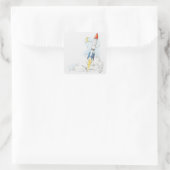 Sticker Carré Illustration du décollage d'une fusée (Sac)