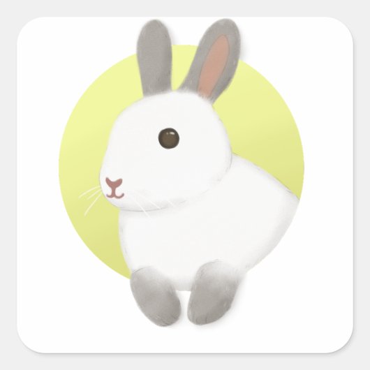 Sticker Carré Illustration du lapin mignon (Devant)