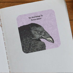 Sticker Carré Illustration du visage du corbeau noir marbré viol