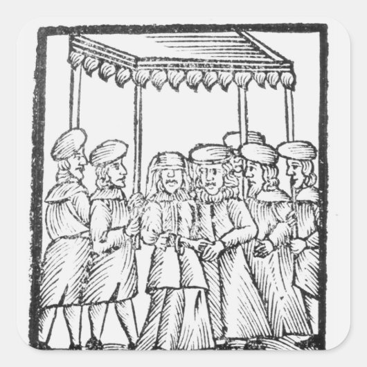 Sticker Carré Illustration d'un mariage juif (Devant)