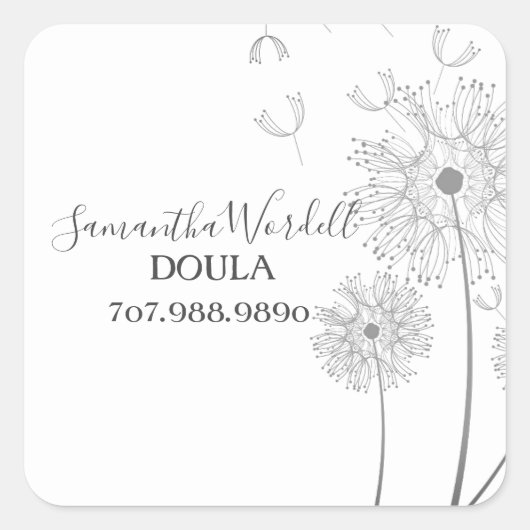 Sticker Carré Illustration Florale Naissance Doula Ou Entreprise (Devant)