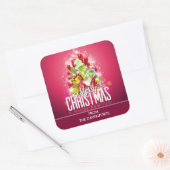 Sticker Carré Illustration graphique moderne de Noël rouge (Enveloppe)