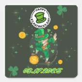 Sticker Carré Illustration jaune vert Saint Patrick`s day (Devant)