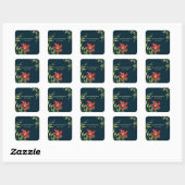 Sticker Carré Illustration mariage orange Lily Turquoise foncé (Feuille)