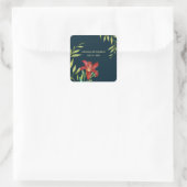Sticker Carré Illustration mariage orange Lily Turquoise foncé (Sac)