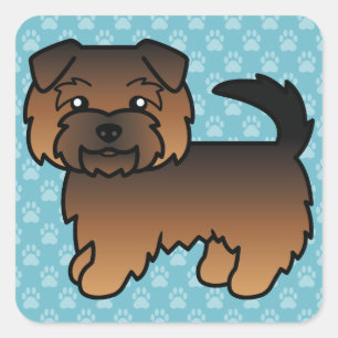 Sticker Carré Illustration mignonne de chien Norfolk Terrier Gri