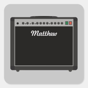 Sticker Carré Illustration personnalisée d'amplificateur pour