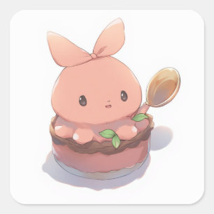 Sticker Carré Illustration Serene Pastel