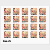 Sticker Carré Illustration vintage de beauté (Feuille)