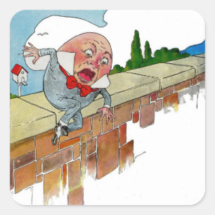 Sticker Carré Illustration vintage de comptine de Humpty Dumpty