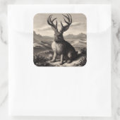 Sticker Carré Illustration Vintage Jackalope (Sac)