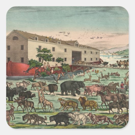Sticker Carré Illustration vintage Noahs Ark Animals 1882 (Devant)
