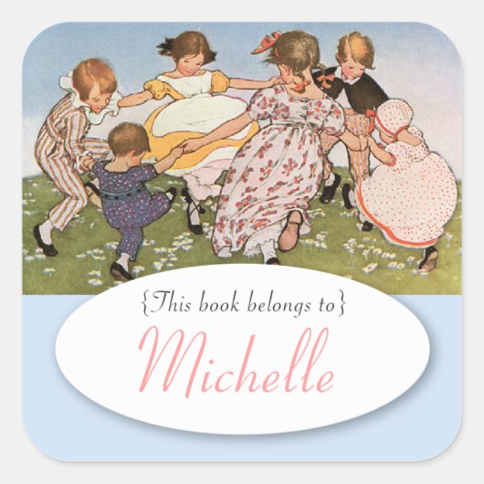 Sticker Carré Illustration vintage plaque pour enfants (Devant)