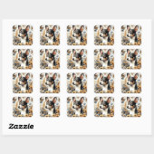 Sticker Carré Illustration vintage Rat Terrier (Feuille)