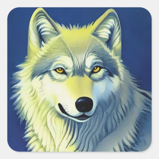 Sticker Carré Illustration Wolf (Devant)