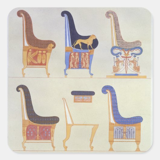 Sticker Carré Illustrations de divers sièges et armchai peints (Devant)