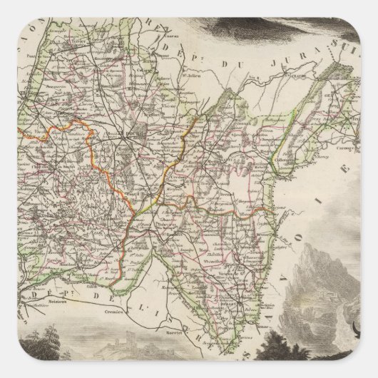 Sticker Carré Illustrations, paysages (Devant)