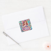 Sticker Carré ILONA ~ HAPPY EASTER ~ Lys ~ (Enveloppe)