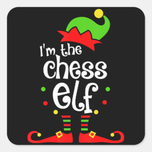 Sticker Carré im chess elf xmas famille ami cadeau de noël