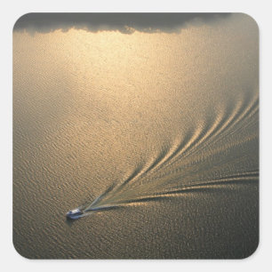 Sticker Carré image aérienne du bateau dans le lac Gatun Panama