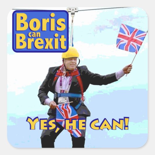 Sticker Carré Image amusante de Boris Johnson Brexit d'Europe (Devant)
