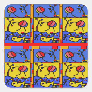 Sticker Carré Image avec art moderne poisson