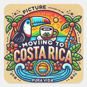 Sticker Carré Image de départ pour le Costa Rica