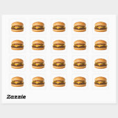 Sticker Carré Image de nourriture de cheeseburger classique (Feuille)