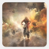 Sticker Carré Image Motocross cool (Devant)