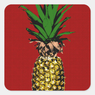 Sticker Carré Image Newsprint ananas