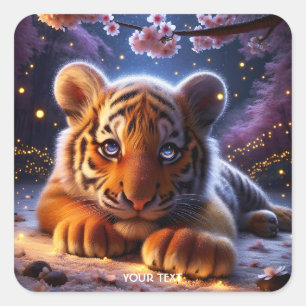 Sticker Carré Imaginaire Bébé mignon Tiger Sakura