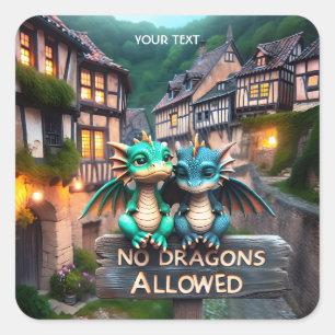 Sticker Carré Imaginaire Bébé très triste Dragons