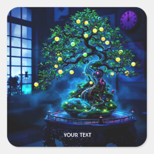 Sticker Carré Imaginaire Belle Bonsai Arbre Lumières