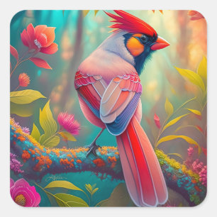 Sticker Carré Imaginaire Birds Homme Cardinal