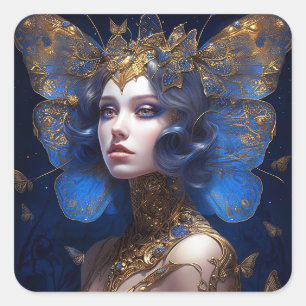Sticker Carré Imaginaire Blue Gold Fairy