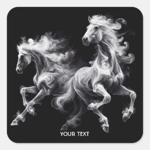Sticker Carré Imaginaire Chevaux mignons Fumer Ascent