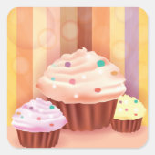 Sticker Carré Imaginaire Cupcake Douceurs colorées (Devant)