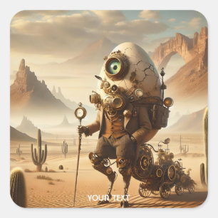 Sticker Carré Imaginaire Cute Desert Steampunk Egg