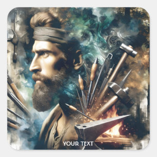 Sticker Carré Imaginaire Cute Forge Et Instruments