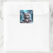 Sticker Carré Imaginaire Cute Fox Holding Plushie (Sac)